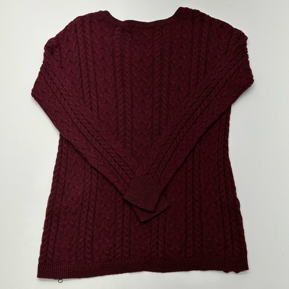 American Eagle Women’s Maroon Cable Knit Sweater M Y2K PREPPY CASUAL - Picture 2 of 14